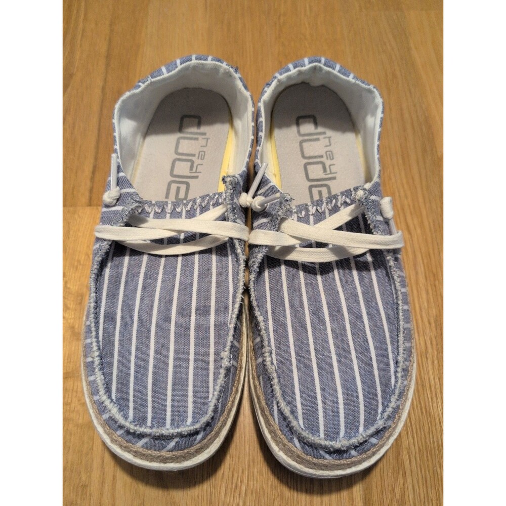 RARE Hey Dude Wendy Stripes Blue Size 6  From Beginning Collection OG